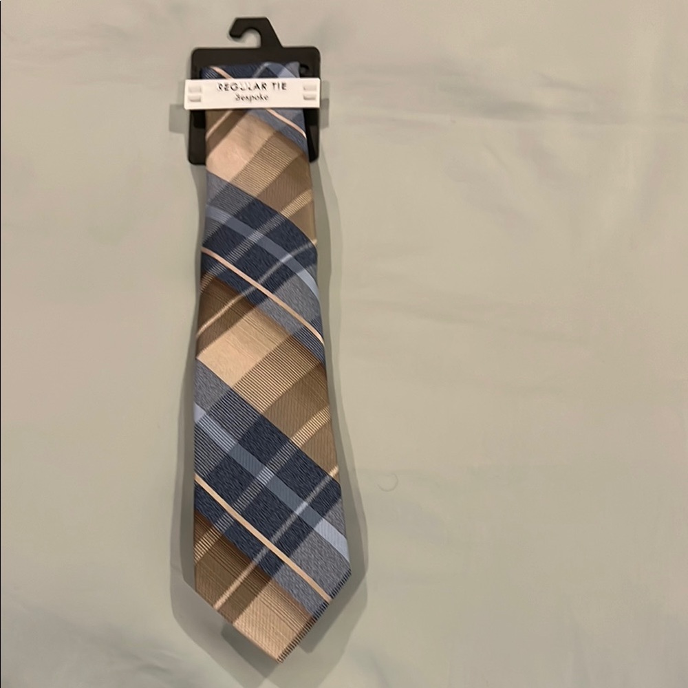 Bespoke Blue and Tan Plaid Tie